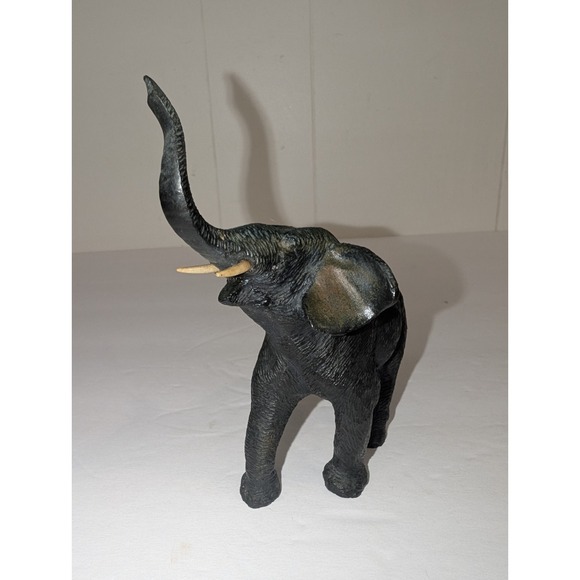 Vintage Spelter/Cast Metal Elephant Figurine Trunk Up 5" Green Patina Good Luck - Picture 4 of 13